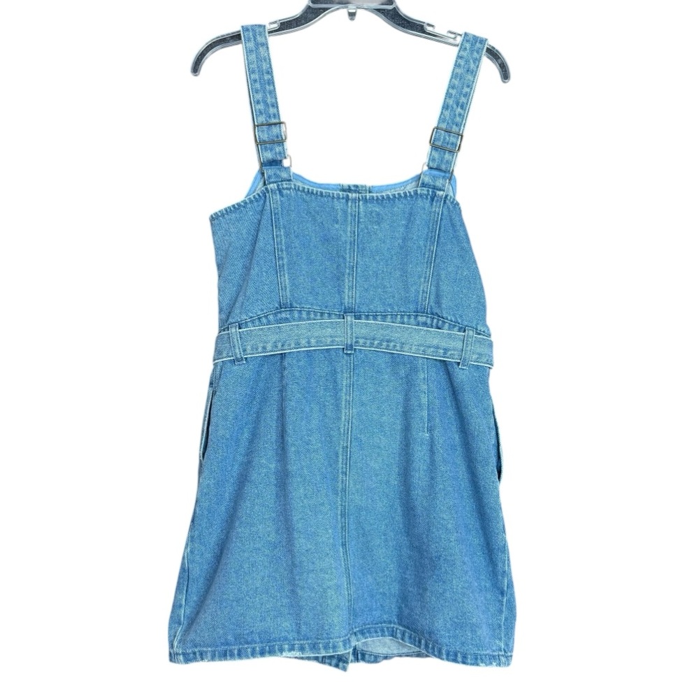 MP|D Denim Pinafore Dress Button Front Belted Blue Jean Dress Size L - Picture 9 of 14